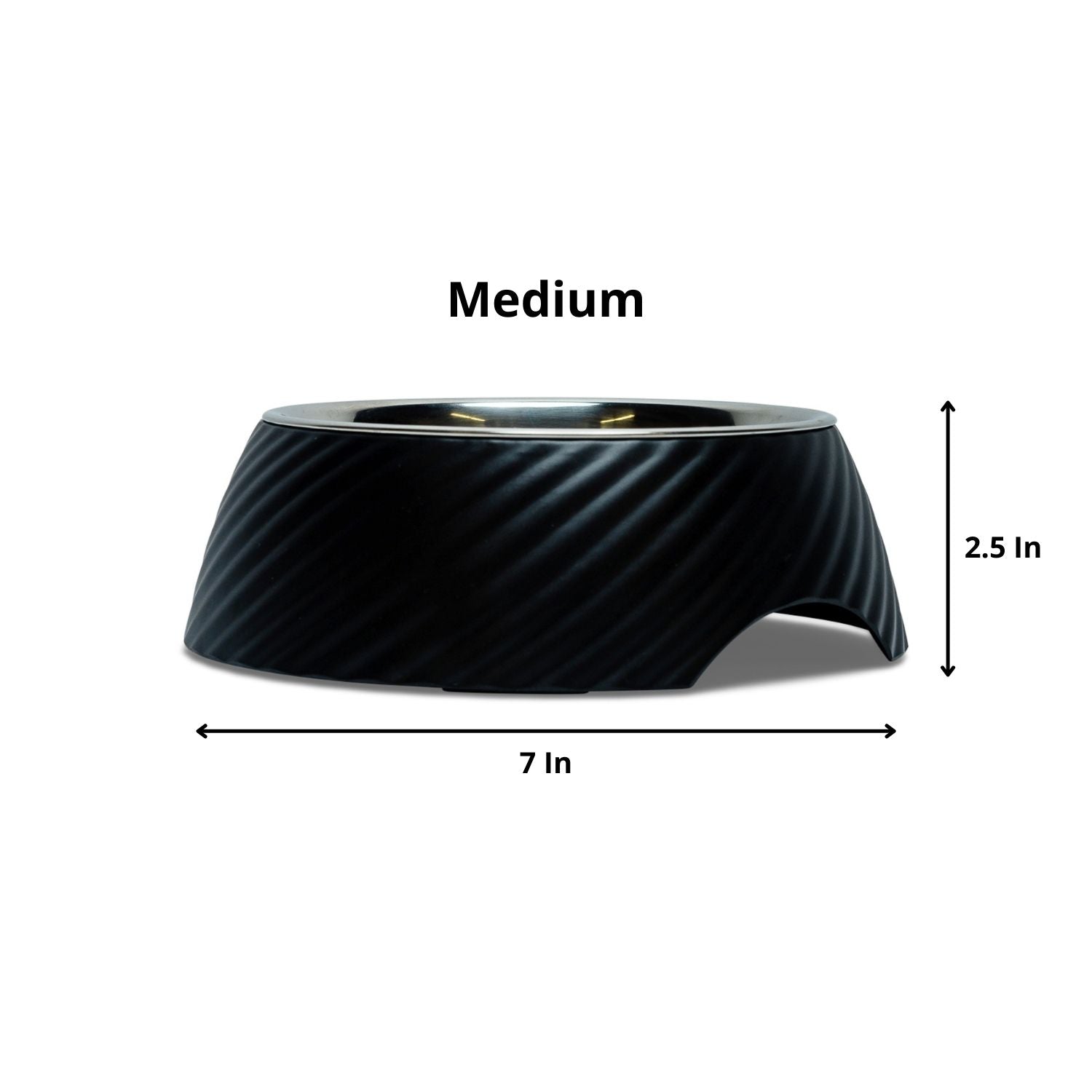 Twill Round Melamine Stainless Steel Dog Bowl (Black)