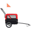 vidaXL 2-in-1 Pet Bike Trailer & Jogging Stroller Flag Dog Stroller Gray/Red