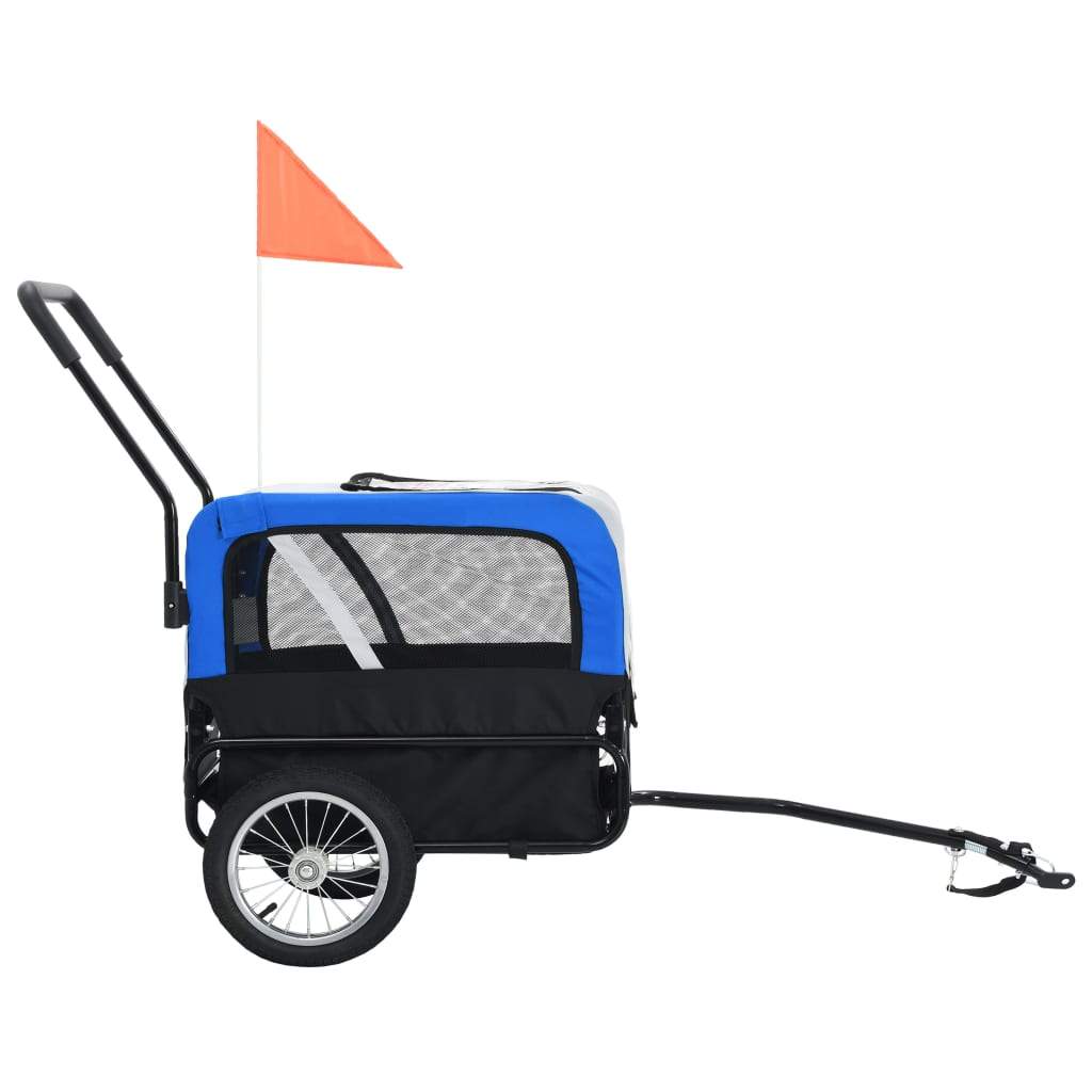 vidaXL 2-in-1 Pet Bike Trailer & Jogging Stroller Flag Dog Stroller Gray/Red